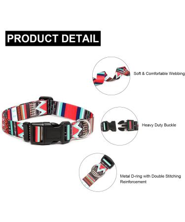 Mercano Adjustable Dog Collar - Soft Nylon Comfort & Durable Patterned Design for Small & Medium Dogs | Stylish Red Color - Buy Online on GoSupps.com