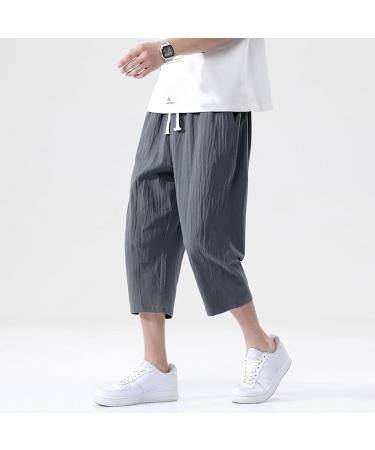 CEWIFO Cargo Jogging Pants for Men - Summer Baseball Pants Cotton Linen Chinos Regular Fit Light A2-Dark Gray - Buy Online on GoSupps.com