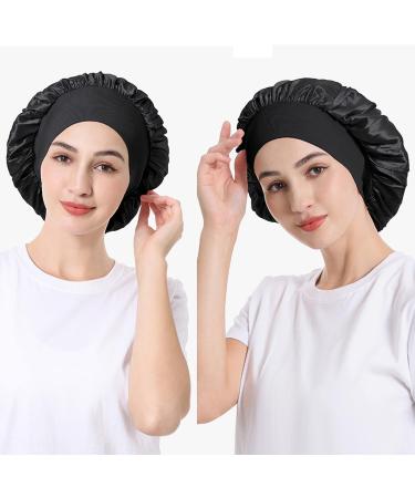 Satin Wide Band Sleep Cap for Black Curly Hair | Silk Bonnet for Women and Girls | Elastic Hair Care Hat - Buy Online on GoSupps.com