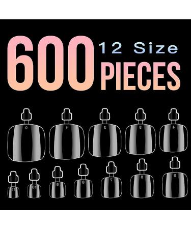 600Pcs Clear Toe Nail Tips | Rosy Finch Full Cover False Toenails | Acrylic DIY Foot Nails | 12 Sizes | A2-600 Pcs - Buy Online on GoSupps.com