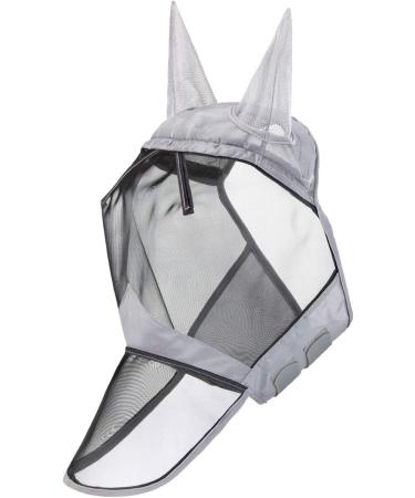 Harrison Howard CareMaster Horse Fly Mask Long Nose with Ears Full Face - Silver/Black Retro - Large Size - Buy Online on GoSupps.com