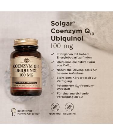 Buy Solgar Coenzyme Q10 Ubiquinol 100 mg - 50 Softgel Capsules | High Bioavailability & Natural Olive Oil | Enhance Energy & Heart Health - Buy Online on GoSupps.com