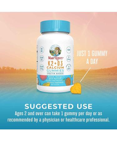 MaryRuth Organics K2 + D3 Calcium Gummies - Peach Mango & Apricot, 60 Gummies - Buy Online on GoSupps.com