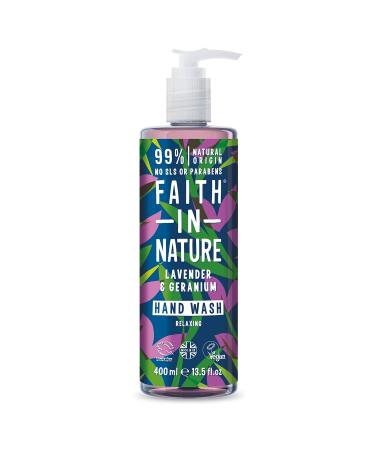 Faith In Nature Natural Lavender and Geranium Hand Wash Nourishing Vegan and Cruelty Free No SLS or Parabens 400 ml Lavender & Geranium 400 ml (Pack of 1) - Buy Online on GoSupps.com