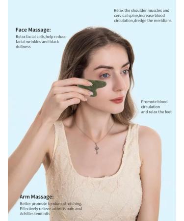 Natural Jade Roller & Gua Sha Set - Reduce Wrinkles Puffiness & Tighten Skin - Buy Online on GoSupps.com