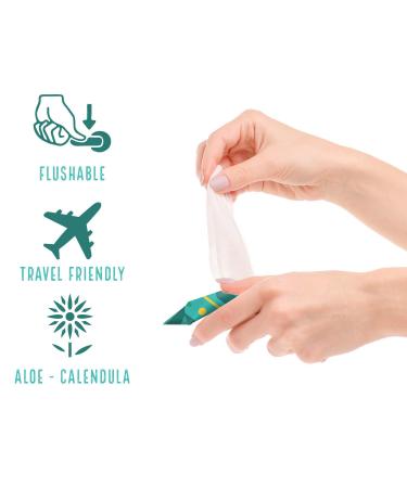 Biodegradable Alcohol-Free Flushable Wet Wipes for Travel | Soothing Aloe & Calendula | 180 Wipes | Made in USA - Buy Online on GoSupps.com