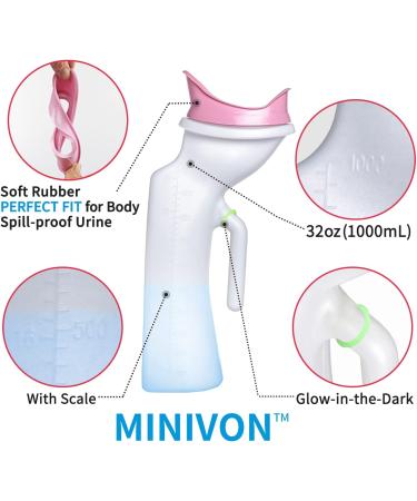 MINIVON Female Urinal for Women - 32oz/1000mL Pee Bottle Bedside  Glow in The Dark Urination Device for Elderly Bedridden Patients in Bed  Urinary Chamber Portable Urine Bottle for Travel - Buy Online on GoSupps.com