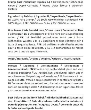 Herba Organica Cramp Bark Herbal Tea - Viburnum Opulus L - Viorne Obier corce Tisane 50g - Buy Online on GoSupps.com