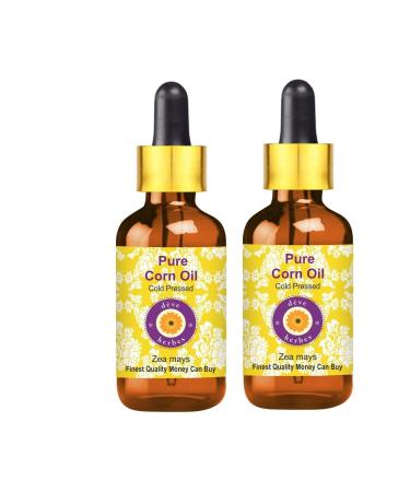Dev Herbes Pure Mais Oil (Zea Mays) with glass dripper natural therapeutic quality cold -pressed (Pack of Two) 100ml X 2 (6.76 oz) 100 ml (2 -pack)