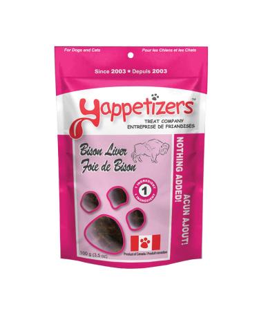 Yappetizers Treat Company 100% Bison Liver Dehydrated Dog Treat | Hand Made in Canada Since 2003 - Equal to 1 Pound of raw Bison Liver (Medium | 85 Grams | 3oz).