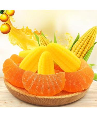 Fruit Juice Fudge Corn candy Orange juice flavored candy fruit gummy candy soft candy healthy nutritious dessert wedding candies New Year Candy Chinese snacks delicious snack gift (Corn 200g) Corn 200g