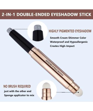 Saubzean Eyeshadow Stick - Waterproof Matte Cream Crayon with Smudger in Silver Gray Shimmer - Buy Online on GoSupps.com
