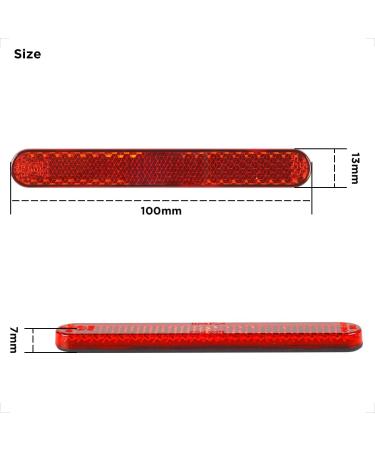 2 Pieces Mini Red Cat Eye Reflectors - 100 x 13 x 7 mm Self-Adhesive for Motorcycles Bicycles & Scooters - International Shipping Available - Buy Online on GoSupps.com
