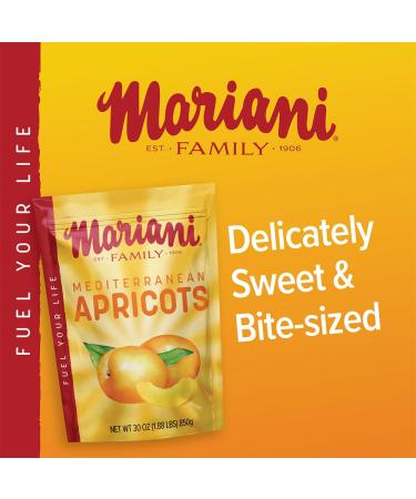 Mariani Mediterranean Dried Apricots - Gluten Free Vegan Snacks for Kids & Adults | Dried Fruit | No Sugar Added, Non GMO - 30 Ounce (Pack of 1) - Resealable Bag - Buy Online on GoSupps.com