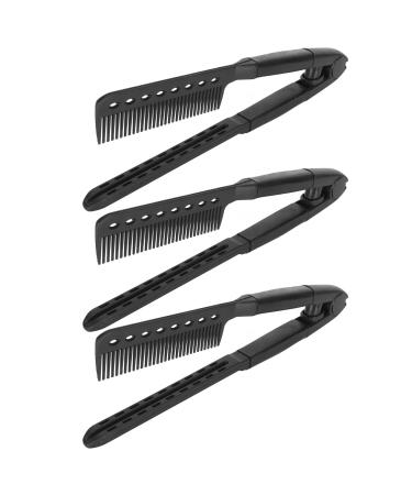 Heat Resistant Hair Straightening Comb V Shaped with Rounded Comb Teeth Multipurpose Lightweight Portable ABS Material for Salon Home Travel