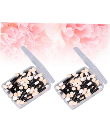 FOYTOKI 100 Pcs Cosmetic Eyeshadow Eyeshadow Brush Eyeshadow Makeup Double Head Eyeshadow Black Size 2 Black - Buy Online on GoSupps.com