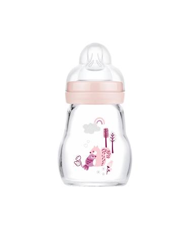MAM Feel Good Glass Baby Bottle 170 ml - Milk Bottle with Wide Mouth - Stable Bottle with Teat - Size