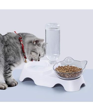 MILIFUN Double Dog Cat Bowls - Tilted Water Food Bowl Set with Automatic Waterer Bottle - Buy Online on GoSupps.com