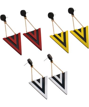 Feyley Triangular Seam Earrings | Minimalist Acrylic Geometric Dangling Jewelry for Women & Girls - White - Buy Online on GoSupps.com