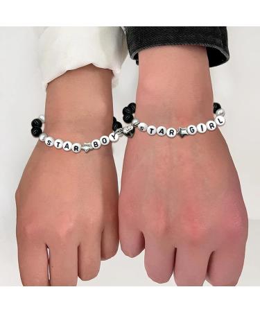 Oralgos Colorful Pearl Bracelets - Stackable Star-Shaped Jewelry Trendy Valentine's Day Accessory 2-Piece Hand Chain Set - Buy Online on GoSupps.com