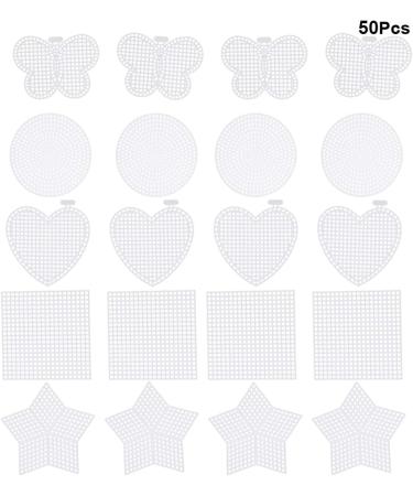 EXCEART 50 Pcs Clear Plastic Mesh Canvas for Needlepoint Embroidery - Cross Stitch Art Craft Shapes Included - Buy Online on GoSupps.com