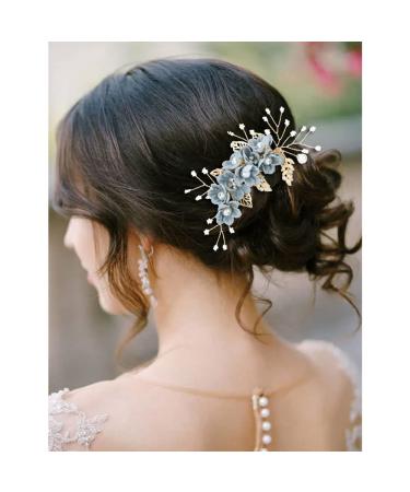 inSowni 20 Pack Classy Dusty Blue Flower Bridal Wedding Hair Side Combs and Hair Accessories - Perfect for Brides, Bridesmaids, and Prom - Light Blue Theme - Buy Online on GoSupps.com