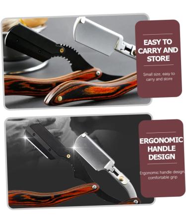 Minkissy Manual Razor - Professional Wood Handled Bart Razor for Men | Stainless Steel Cutting Tool | 16x3.3x1.2cm - Buy Online on GoSupps.com