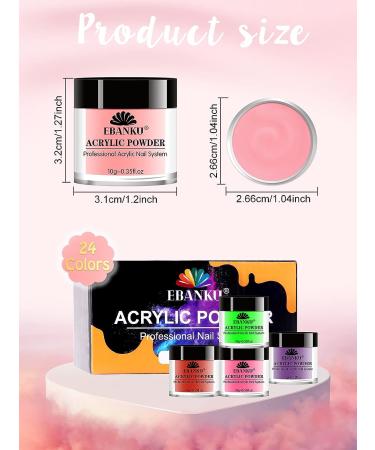 EBANKU Acrylic Powder Set - 24 Colors Professional Nail Extension Kit for Long-Lasting Nail Carving - No Lamp Needed - Buy Online on GoSupps.com