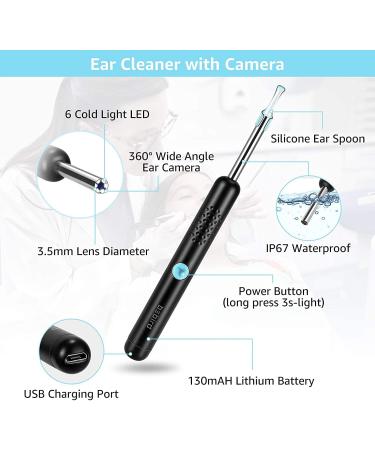 Wireless Ear Wax Removal Camera Kit | 1080P FHD Endoscope Otoscope with LED Light | Ear Cleaning Tool for iPhone, iPad & Android | Black - Buy Online on GoSupps.com