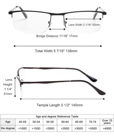 Eyekepper Half Rim Metal Reading Glasses +1.25 - Metallic Blue Grey Spring Hinge Stylish & Comfortable International Shipping Available - Buy Online on GoSupps.com