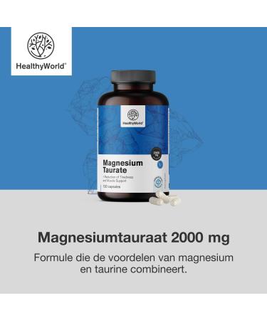 Be Healthy Group doo Magnesium Taurate 2000mg 120 Vegetable Capsules Magnesium + Taurine High Concentration Support for Muscles and Nervous System Easily Digestible - Buy Online on GoSupps.com