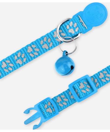 Taglory Reflective Cat Collar with Safety Clasp & Bell - Adjustable 2-Pack for Kittens - Light Blue (15-20cm) - Buy Online on GoSupps.com