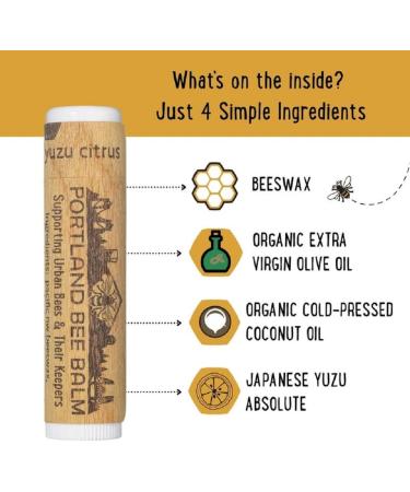 Portland Bee Balm Yuzu Citrus Lip Balm 3 Pack - Handmade with All Natural Beeswax - Buy Online on GoSupps.com