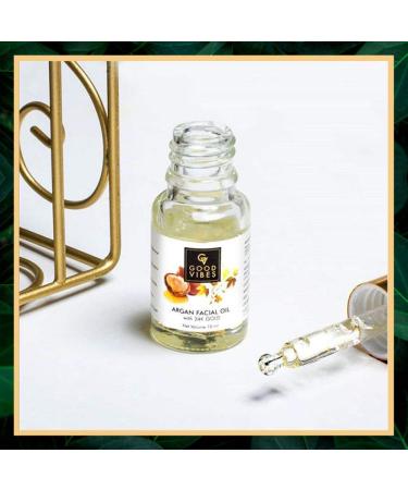 Good Vibes Argan 24K Gold Facial Oil | Anti-Aging & Collagen Boosting | Antioxidant-Rich for All Skin Types | No Parabens & Sulphates | 10 ml - Buy Online on GoSupps.com