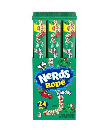 Nerds Ropes Holiday Candy, Christmas Candy Stocking Stuffers for Kids, Bulk Candy, Pack of 24, 22 oz Box Holiday Candy 0.92 Ounce (Pack of 24)