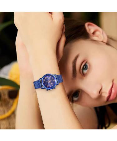 Women's Stainless Steel Waterproof Digital Easy Reader Watch - Blue - Buy Online on GoSupps.com