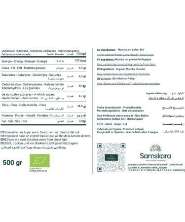  Samskara Organic Matcha Powder | Organic | Samskara | Premium Culinary Grade | Increases Metabolism & Mood | 500g x 1 | Japan Origin | Perfect for Lattes - Buy Online on GoSupps.com