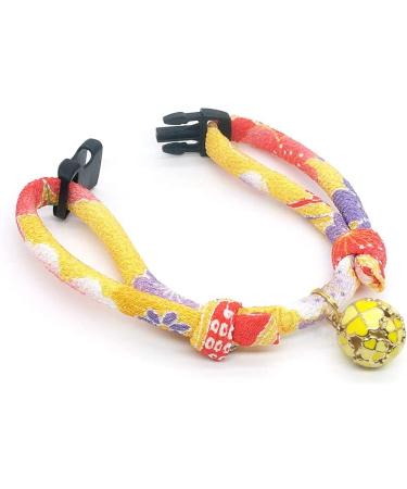 PetSoKoo Four-Leaf Clover Cat Collar with Bell | Japan Chirimen Kitten Collar | Orange Yellow | Small Cat Standard Size - Buy Online on GoSupps.com