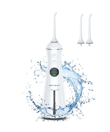 Cordless Dental Water Flosser for Teeth, BONSEN 6 Pressure Modes Oral Irrigator, Portable and USB Rechargeable IPX7 Waterproof 300ML Tank Water floss, Ideal for Home Travel Braces Bridges Care - White 1 Count (Pack of 1) W…