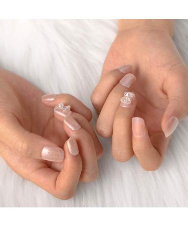 Sethexy French Short Pink Sparkle False Fingernails - 24 Glossy Acrylic Nail Tips with Glue for Women & Girls - Buy Online on GoSupps.com