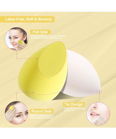 Duaiu Makeup Sponges Set - 4 Latex-Free Beauty Blenders in 4 Colors with Lemon Yellow Holder Case - Buy Online on GoSupps.com
