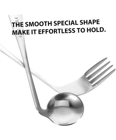 Lurrose Left-Handed Angled Cutlery Set - 5-Piece Stainless Steel Dining Fork & Training Spoon 17x4.5cm Perfect for Easy Feeding - Buy Online on GoSupps.com