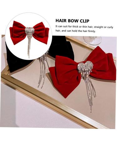 DOITOOL Tassel Hair Clip Red Hair Clips Hair Accessories for Girls Barrettes for Girls Rhinestone Barrettes for Women Womens Barrettes for Hair Girls Tiara Miss Spring Clip Velvet Bow Tie - Buy Online on GoSupps.com