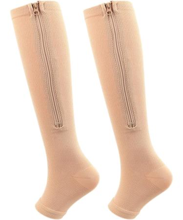 Shop L-XL Open Toe Zipper Compression Stockings - Soft Breathable Nylon for Everyday Comfort - Buy Online on GoSupps.com