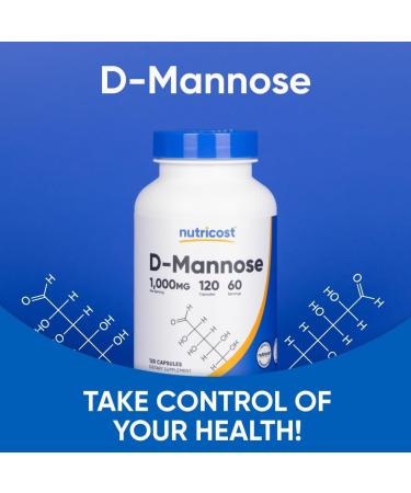 Nutricost D-Mannose 1000mg Per Serving 120 Capsules - 500mg Per Capsule Urinary Tract Health Non-GMO and Gluten Free (Pack of 2) - Buy Online on GoSupps.com