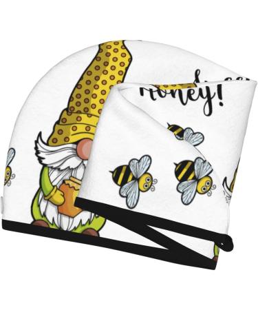 Hair Towel Wrap with Button - Quick Drying Towel Turban (Gnome Sweet Honey) | International Shipping Available - Buy Online on GoSupps.com