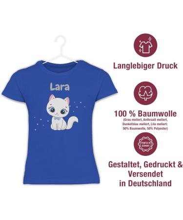 Personalized Gift - Cute Cat Girls T-Shirt by Shirtracer | Custom Name Royal Blue Perfect for Cat Lovers - Buy Online on GoSupps.com