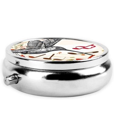 Stylish Round Pill Box with Music Symbol | 3 Compartment Mini Portable Travel Organizer for Vitamins & Tablets - Buy Online on GoSupps.com