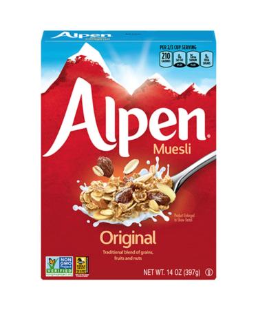 Alpen Original Muesli, Swiss Style Muesli Cereal, Whole Grain, Non-GMO Project Verified, Heart Healthy, Kosher, Vegan, 14 Oz Box (Pack of 6)