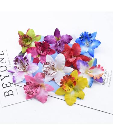12 x Bohemia Orchid Flower Clips - Hawaiian Wedding & Beach Party Hairpins for Women & Girls - Buy Online on GoSupps.com